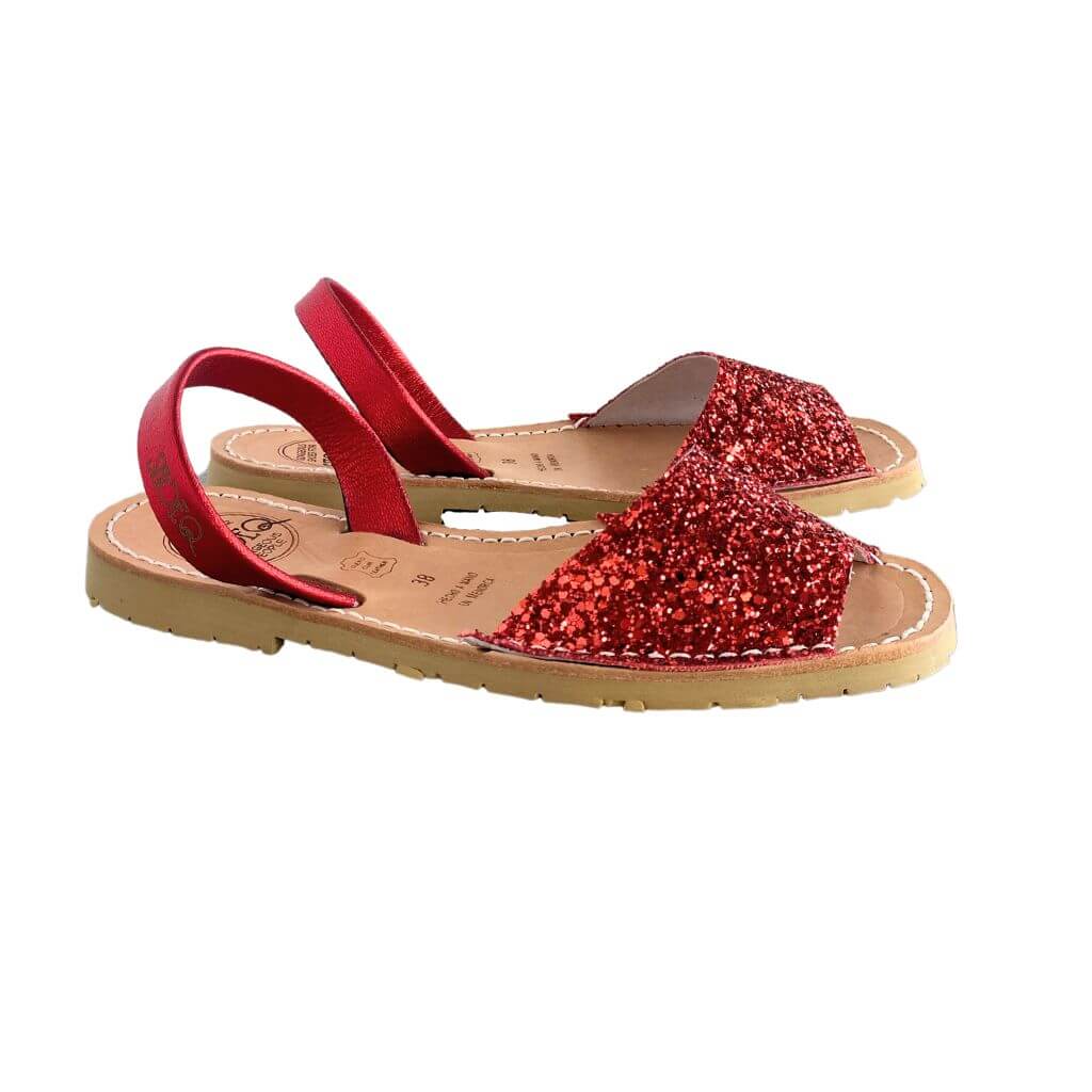 Peekaboo Avarca in Red Glitter - Shoeq