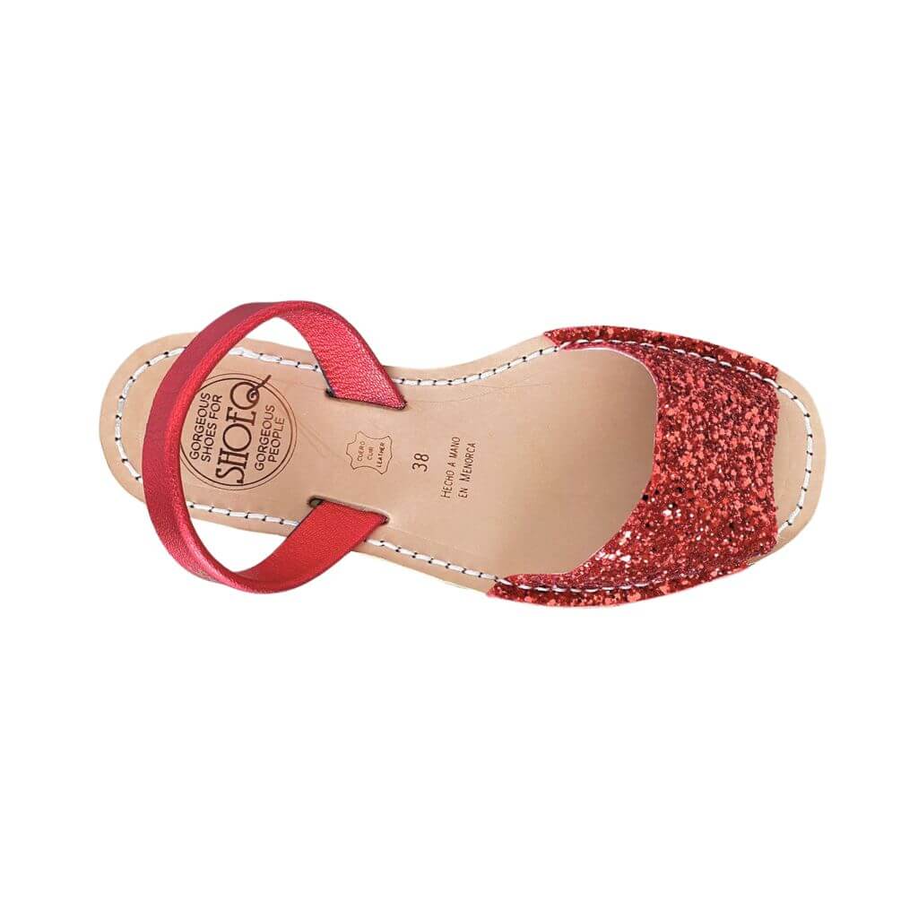 Peekaboo Avarca in Red Glitter - Shoeq