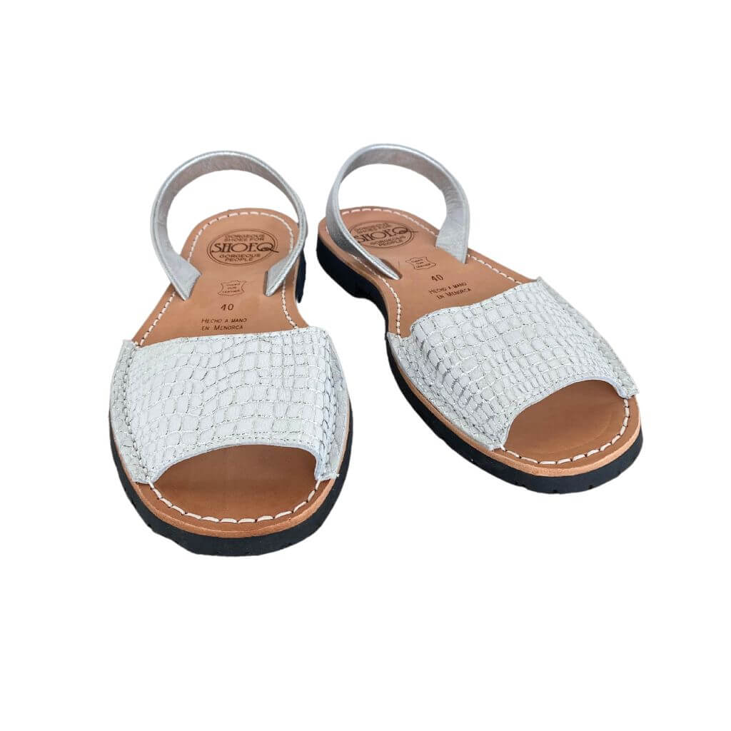 Peekaboo Avarca in White Snakeskin Print - Shoeq