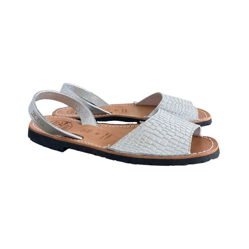 Peekaboo Avarca in White Snakeskin Print - Shoeq