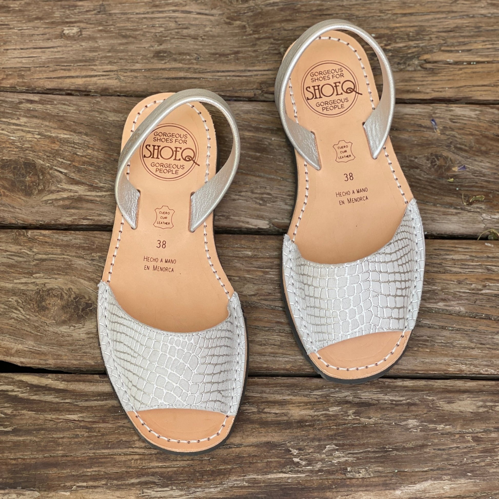 Peekaboo Avarca in White Snakeskin Print - Shoeq