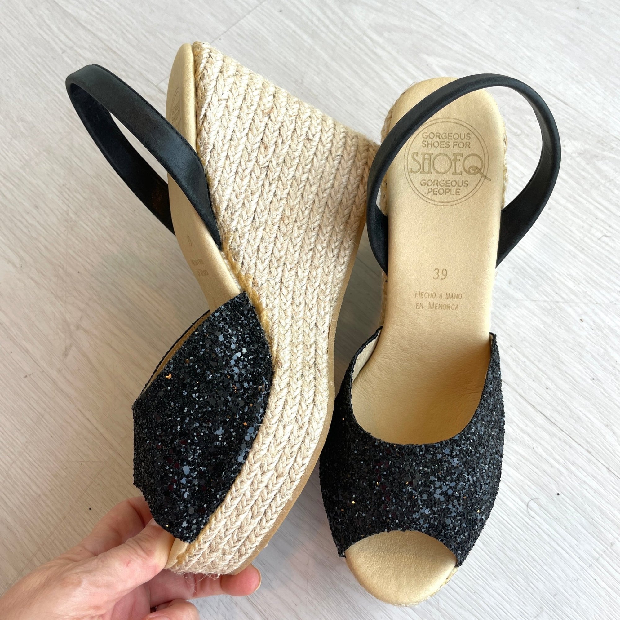 Roxy Espadrille Wedge in Midnight Glitter - OUTLET - Shoeq