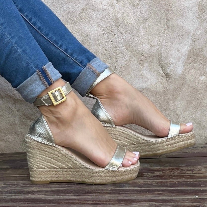 Sienna Espadrille Wedge in Champagne - Shoeq