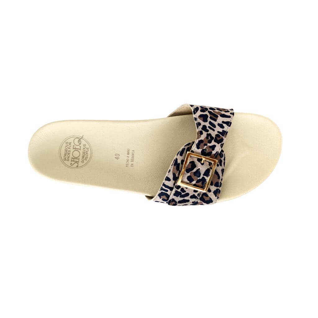 Sophia Slide in Dark Leopard - Shoeq