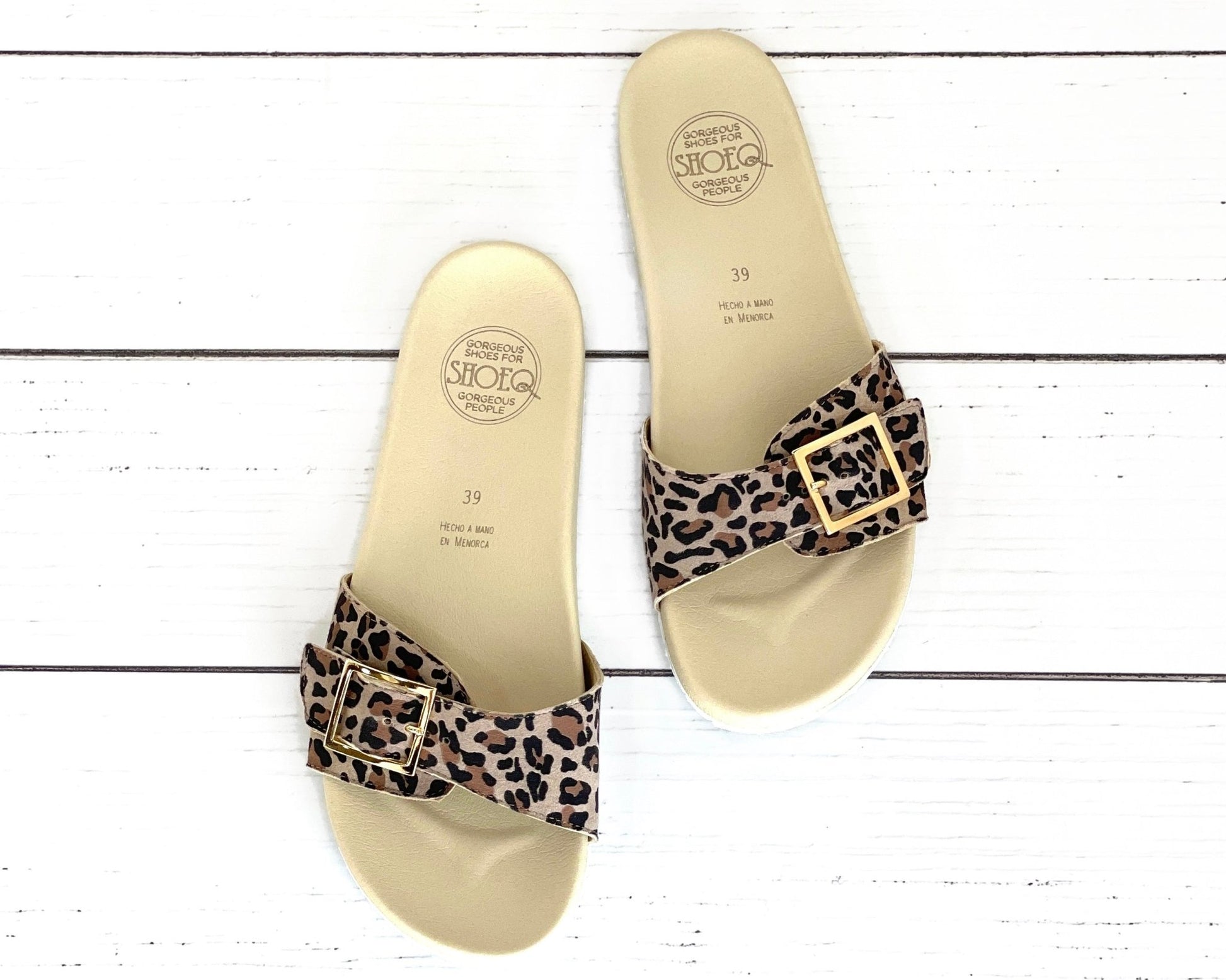 Sophia Slide in Dark Leopard - Shoeq