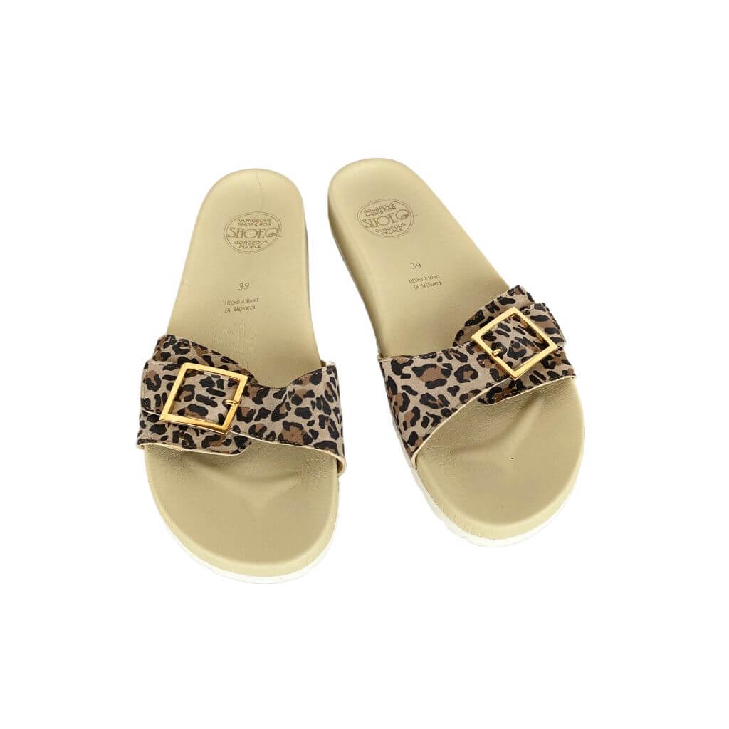 Sophia Slide in Dark Leopard - Shoeq