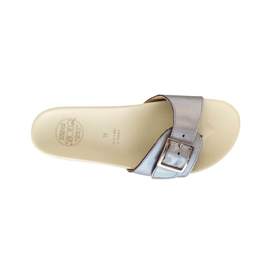 Sophia Slide in Platinum - Shoeq