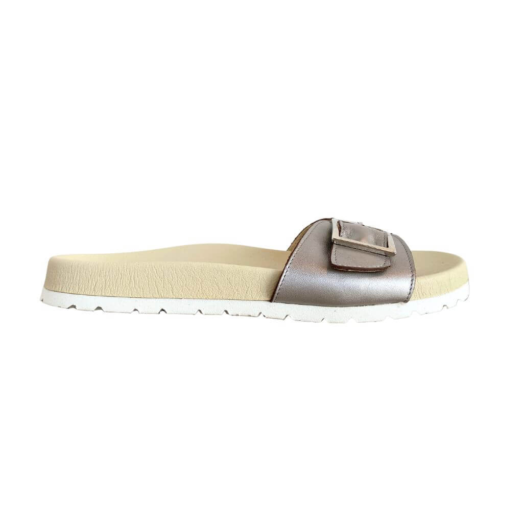Sophia Slide in Platinum - Shoeq