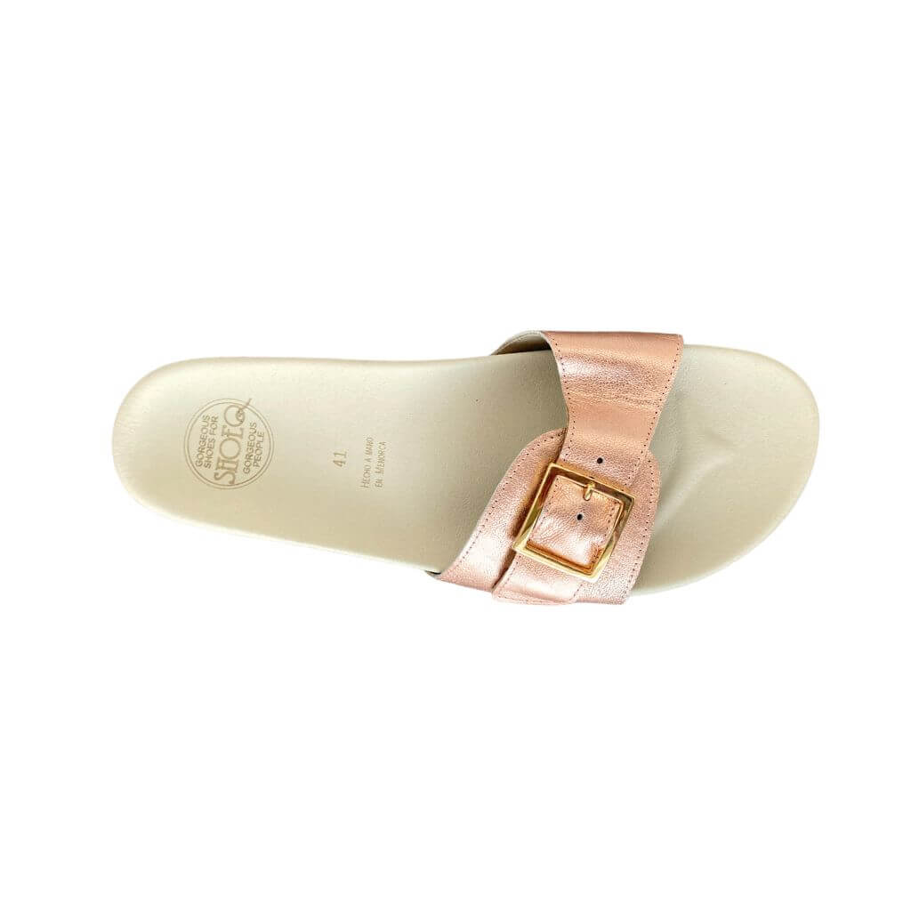 Sophia Slide in Rose Gold - Shoeq