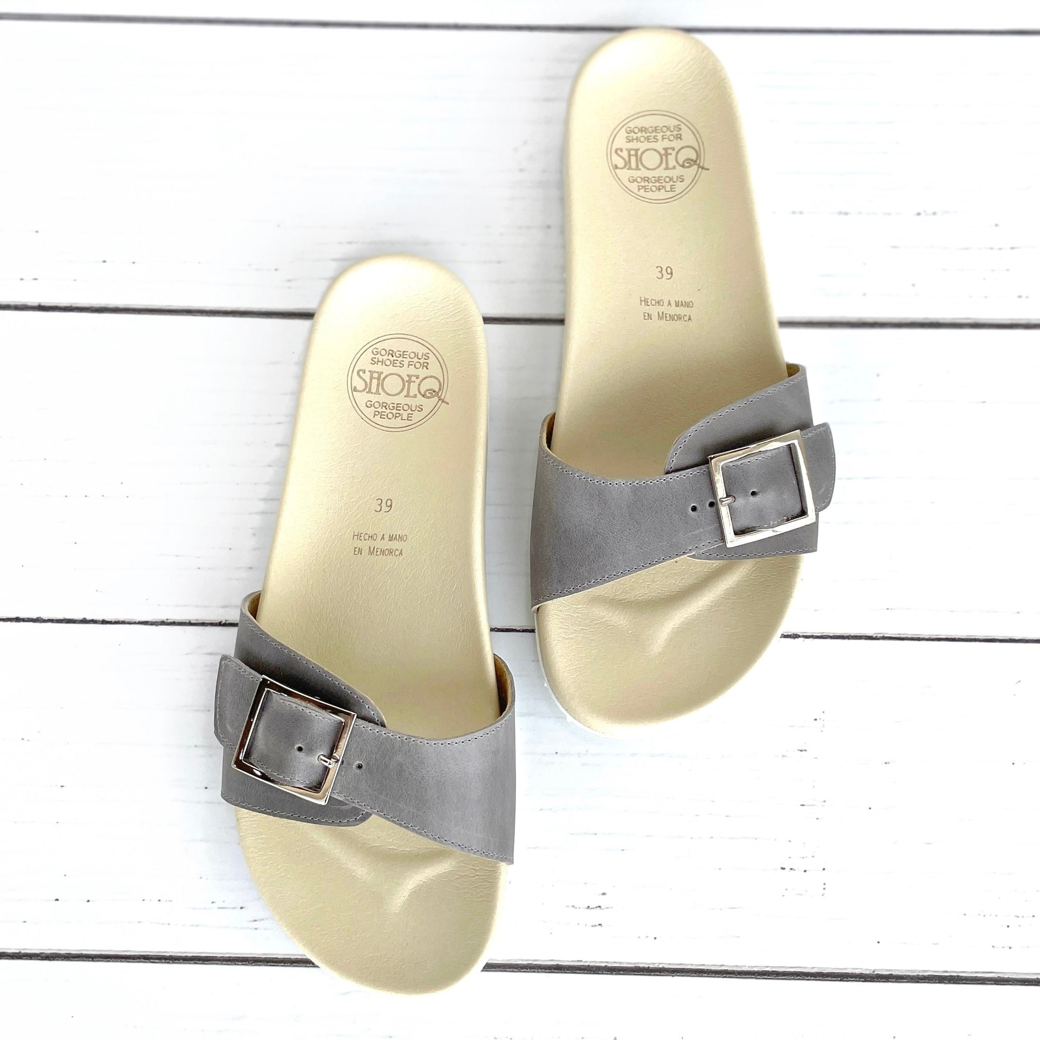 Sophia Slide in Vintage Grey - Shoeq