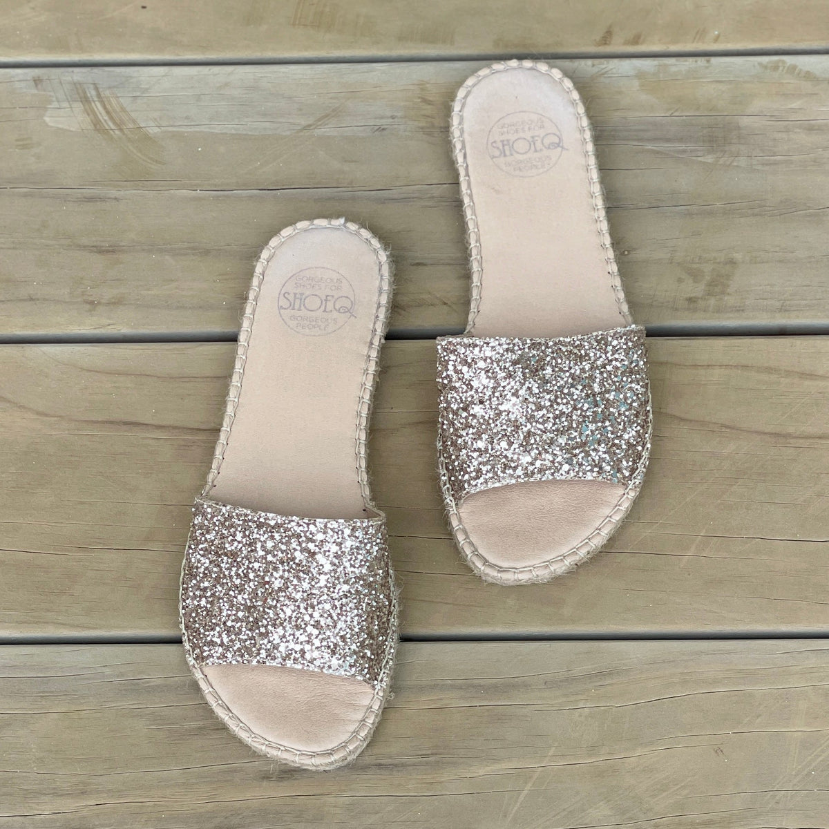 Summer Espadrille in Champagne Glitter - Shoeq