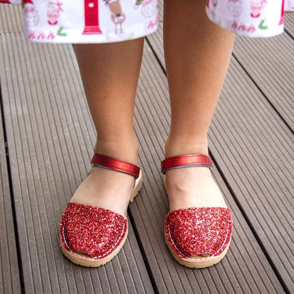 Toddler Avarca in Red Glitter - Shoeq