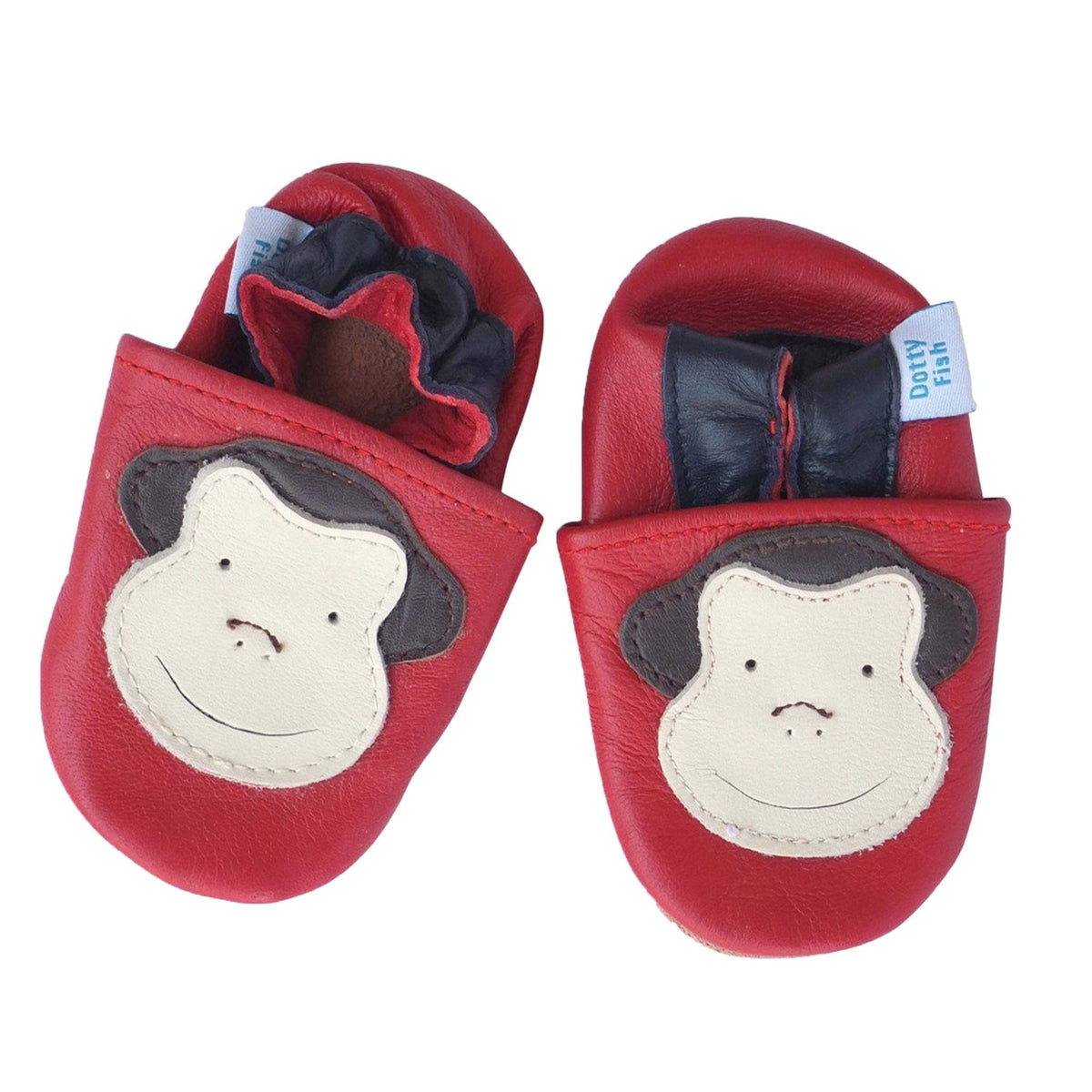 Unisex Soft Leather Elasticised Pram Shoes Red Monkey Shoeq